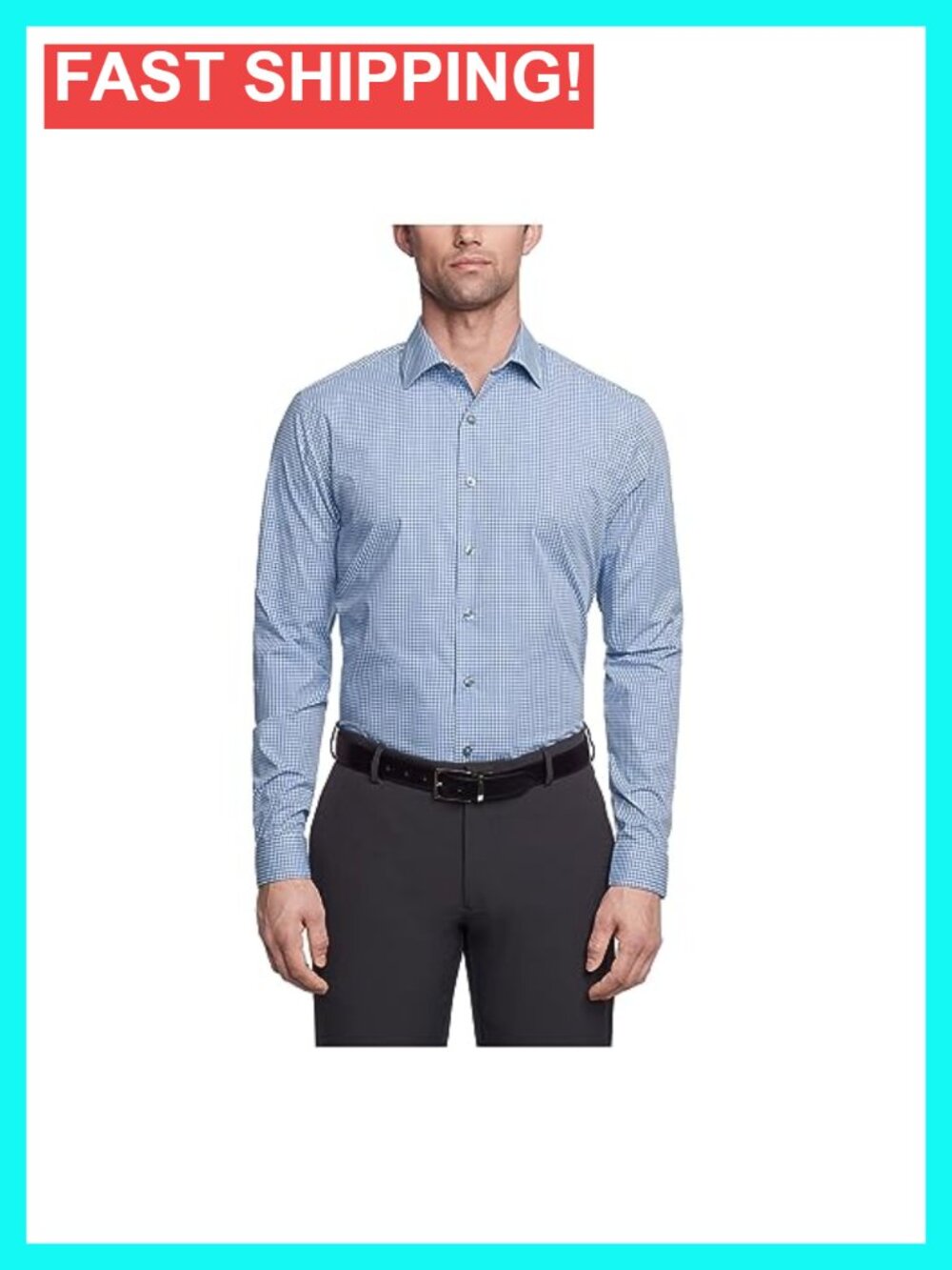 Slim Fit Dress Shirt with Spread Collar and Adjustable Cuffs